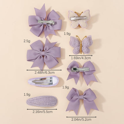 8pcs Beige Baby Girl Hair Bow Clips Set 1.7"-2.5" Toddler Hair Clips Boutique Grosgrain Ribbon Bow Knitted Butterfly Hair Barrettes Accessories for Infant Toddler Kids