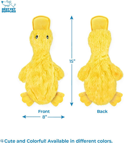 Interactive Squeaky Crinkle Duck Dog Chew Toy, Yellow, Large - photo 4