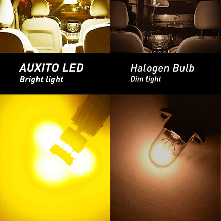 AUXITO 194 LED Bulb Amber Yellow 168 2825 W5W T10 Wedge 24-SMD 3014 Chipsets Replacement Bulbs for Car Dome Map License Plate Courtesy Step Lights (Pack of 2)