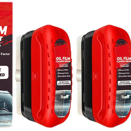 Clear Vision Windshield Cleaner, ClearVision Car Glass Cleaner, Automotive Oil Film Cleaning Brush for Car Windows, Improves Glass Clarity and Visibility(2Pcs)