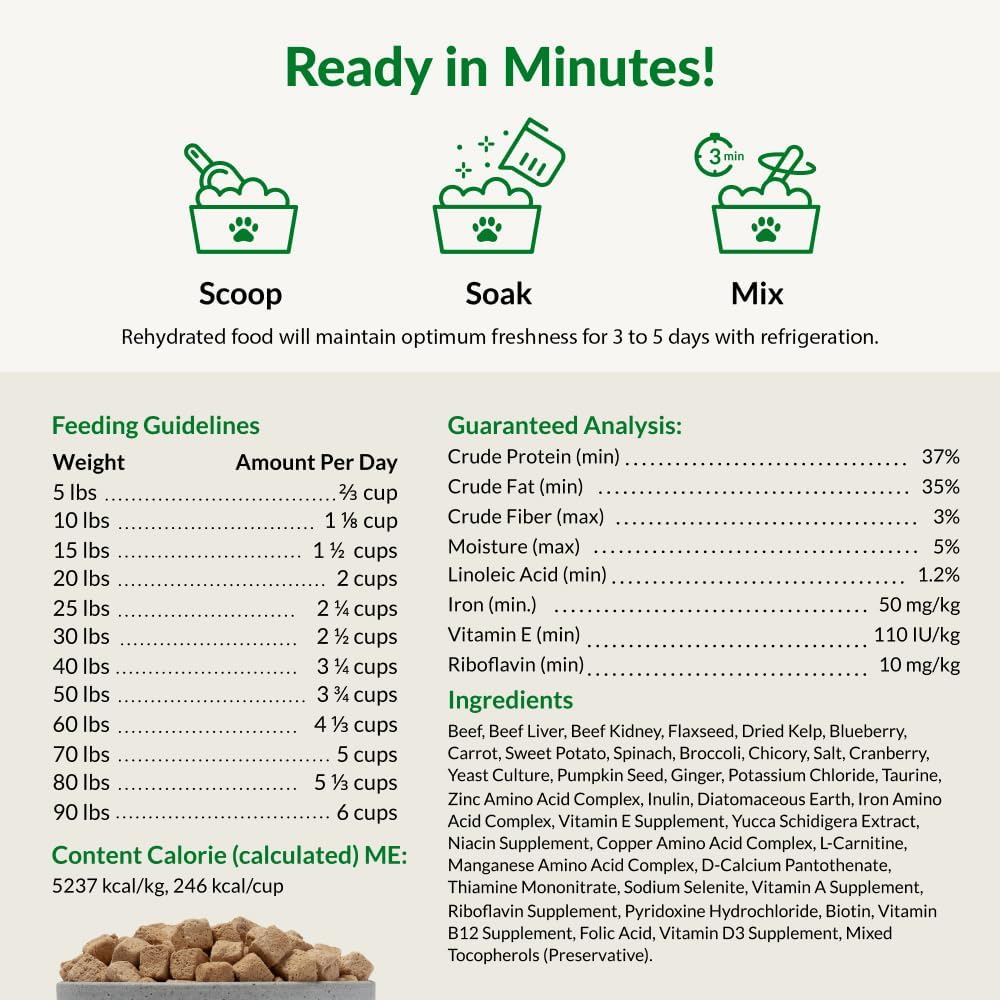 Freeze-Dried Raw Beef Dog Food, 1 lb, Beef and Organs with Fruits and Vegetables - photo 5