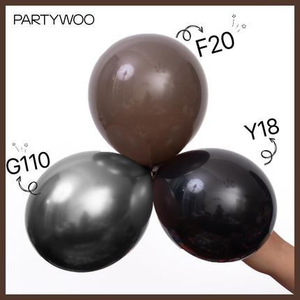 Dark Brown Balloons 100pcs Boho Coffee Neutral Different Sizes