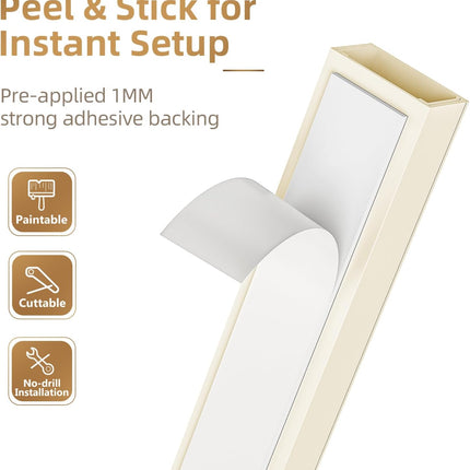 Delamu Beige Cord Hider, 85in Cord Covers for Wires on Wall, One-Cord Cable Hider, Wire Hiders Wire Covers for TV Cords on Wall, Easy Mount Cable Cover Management Kit, 6X L14.2 W0.59 H0.4in, Beige