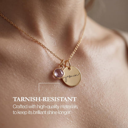 Personalized Name Necklace with Birthstone Gold Pendant - photo 5