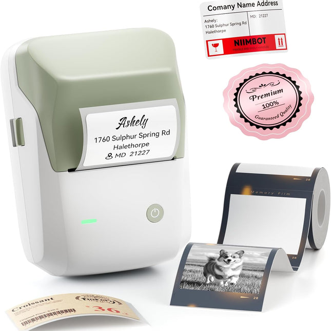 Pro Label Maker with 1 Roll Label, 300 DPI HD Bluetooth Thermal