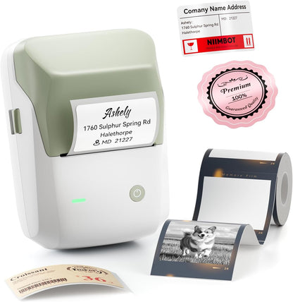 Pro Label Maker with 1 Roll Label, 300 DPI HD Bluetooth Thermal