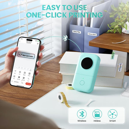 Phomemo Label Maker, D30 Portable Bluetooth Label Maker Machine with Tape, Small Mini Label Printer, Multiple Templates Fonts Icon Labeler for Home, School, Office