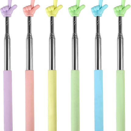 Azureal 6PCS Pointer Finger Stick, Extendable Colorful Finger Pointer Stick, Mini Retractable Teacher Pointer for Presentation, Whiteboard, Blackboard, Classroom Supplies(5 Color)