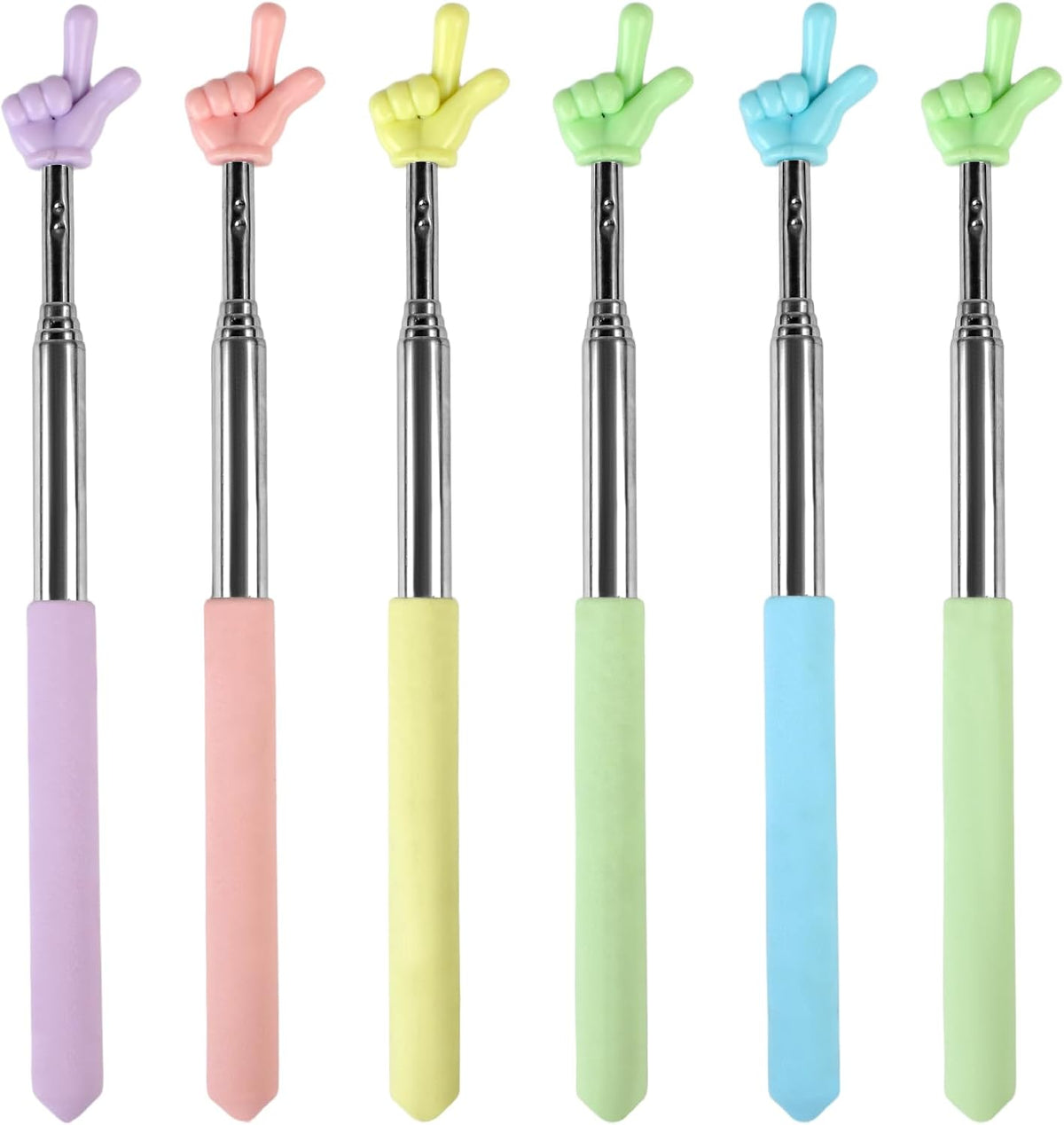 6-Piece Extendable Colorful Finger Pointer Stick Set