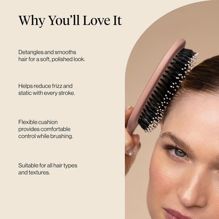 Kitsch Smooth & Polish Brush – Dual Bristle Detangler Brush, Shine & Frizz Control – Vegan Boar & Nylon Hair Brush with Cushioned Pad for Scalp Massage – Hair Care Tool for All Hair Types - Terracotta