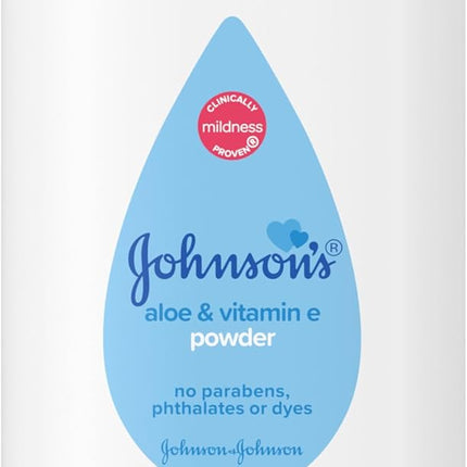 Johnson's Baby Cornstarch Baby Powder with Aloe and Vitamin E for Delicate Skin, Hypoallergenic, No Addded Parabens, and Dyes for Gentle Baby Skin Care, Baby Essentials, 1.5 oz