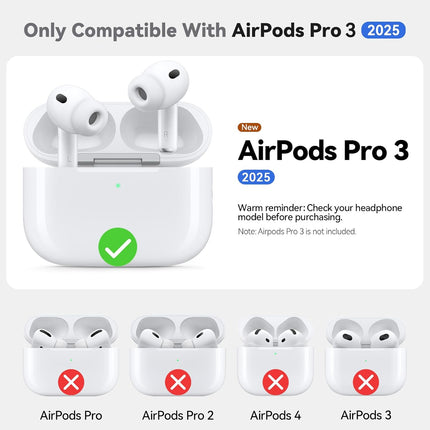 Ljusmicker for AirPods Pro 3 Case 2025 with Cleaner Kit,Soft Silicone Protective Cover for Apple AirPods Pro 3rd Generation Cases for Women Men,for AirPod Pro 3 Case Accessories with Keychain-Black