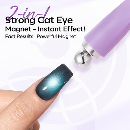 Modelones Cat Eye Gel Nail Polish Magnet, 8-in-1 Cat Eye Magnet Tool for Gel Nails Strong Magnetic Nail Art Wand with Steel Ball, Glass Bead& French Tip&Clover Cateye Multi-Effect Magnets DIY Salon