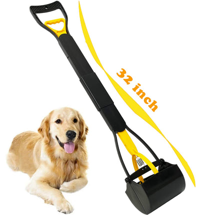 32“ Tall Pooper Scooper, Large Pooper Scooper for Dogs Heavy Duty, Dog Pooper Scooper with Long Handle & High Strength Durable Spring, Foldable Dog Poop Pick Up