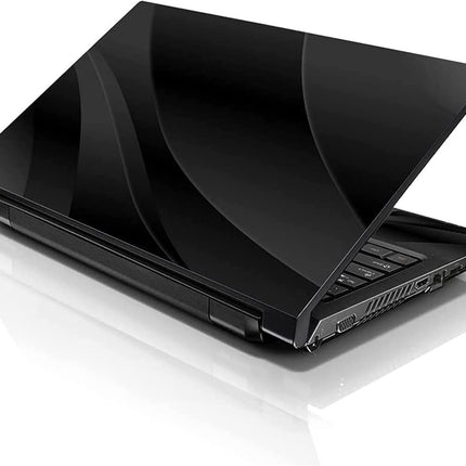 LSS 15 15.6 Inches Laptop Notebook Skin Sticker with 2 Wrist Pads - Reusable Cover Protector Vinyl Sticker Cover Decal Fits 13" - 16" HP Asus Acer Samsung - Black Waves
