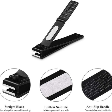 HAWATOUR Nail Clippers Set, Ultra Sharp Sturdy Fingernail and Toenail Clipper Cutters with Visibly Tin Case, Black