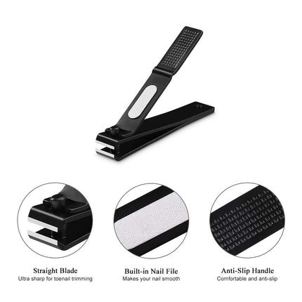 Nail Clippers Set with Tin Case, Black