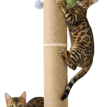 ZOMISIA 35'' Tall Cat Scratching Post, 4.7'' Large Scratch Post with Thicken Wooden Base for Indoor Cats Adults, Sisal Scratcher Top & Dangling Balls, Super Sturdy