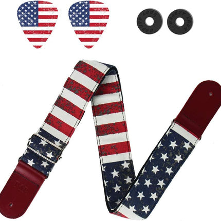 QIELIZI Adjustable Guitar Strap Includes 2 Strap Locks & 2 Matching Picks & 1 Picks Holder & 1 leather Strap Button.
