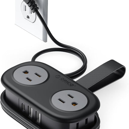 Travel Power Strip, ORICO 4 Outlets 3 USB Ports (1 USB C) with 4FT Wrapped Short Extension Cord Small Power Strip, Compact for Hotel Travel Essentials Cruise Approved-AP3