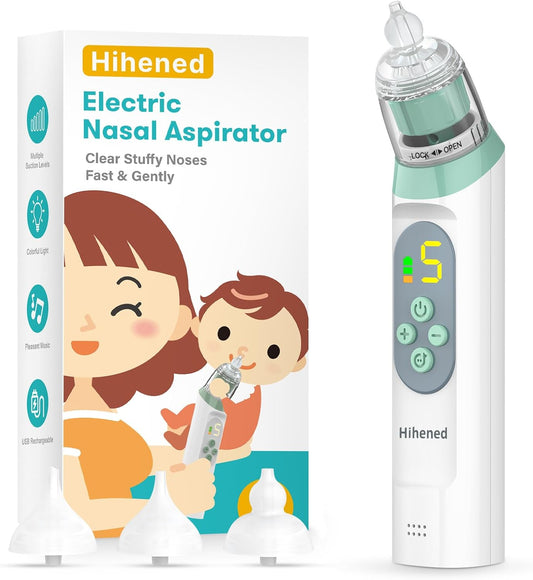 Electric Nasal Aspirator for Baby, Nose Aspirator for Toddlers, Waterproof Baby Nose Sucker, Nose Cleaner with 3