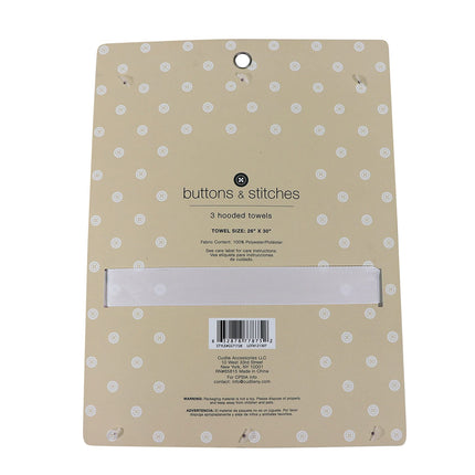 Buttons & Stitches Baby Girl 3 Pack Rolled/Carded Hooded Towels in Crisp Blossom Print (GS71728)