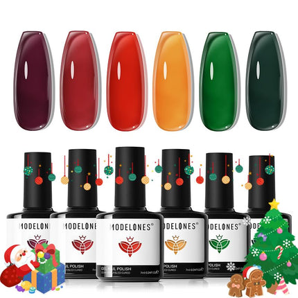 Nude Gel Nail Polish Set 6Colors Pink Milky White Brown
