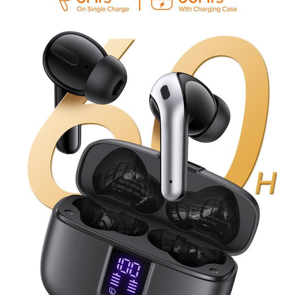 TAGRY Bluetooth Headphones True Wireless Earbuds 60H Playback LED Power Display Earphones with Wireless Charging Case IPX5 Waterproof in-Ear Ear buds with Mic for TV Smart Phone Laptop Computer Sports
