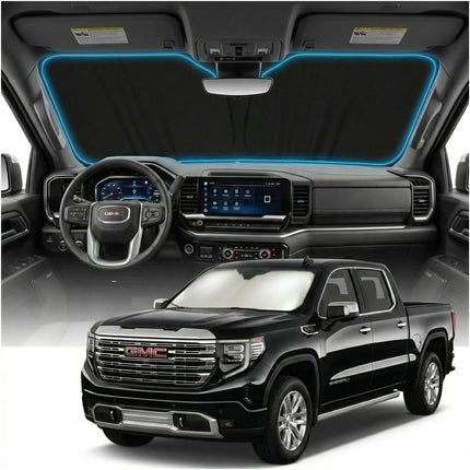 for GMC Sierra 1500 Sun Shade Windshield Cover - Custom Fit Sierra 1500 Accessories 2019-2025 2026 Sunshade Foldable UV Protection & Heat Shield Sun Visor Accessories