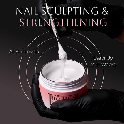 THE BEST Creamy Hard Builder Gel PARIS – Patented, Professional UV/LED Nail Extension Gel for Sculpting & Overlays, 6-Week Wear – Creamy Self-Leveling Hard Gel System – 21 FREE Formula, Made in USA