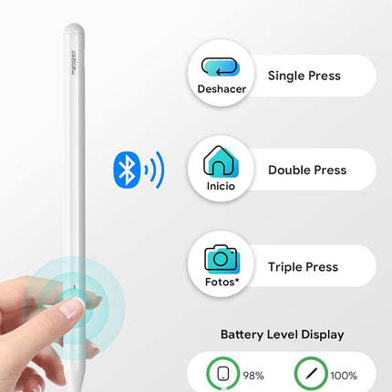 Metapen A11 iPad Pencil for iPad 6th-11th, Quick Button & Bluetooth, 2X Fast Charge Stylus Pen for 2018-2026 Apple iPad a16/11/10/9/8/7/6th Gen, Pro 12.9/11/13-inch M4, Air3/4/5/M2/M3, Mini 5/6th