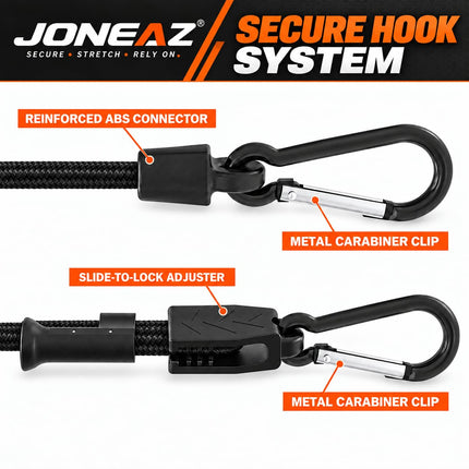 8 Pcs 48" Adjustable Bungee Cords with Hooks, Heavy Duty