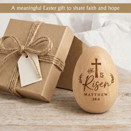 He Is Risen Easter Decorations, He is Risen Wooden Egg, Christian Gifts, Christian Easter Table Decor with Crosses, Religious Farmhouse Spring Home Decoration, Easter Decor