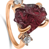 Raw Quartz Solitaire Birthstone Ring in Rose Gold Tone