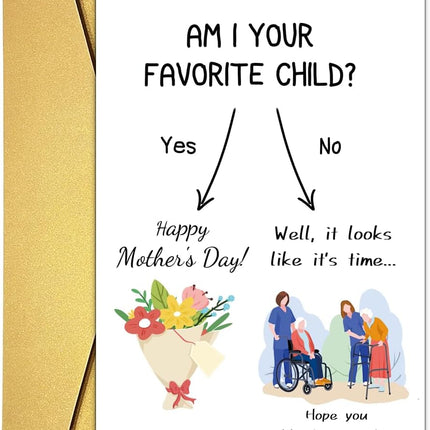UUEFKTN Funny Mother's Day Card for Mom Grandma, Humorous Mother's Day Cards Gift from Son Daughter Grandson Granddaughter.