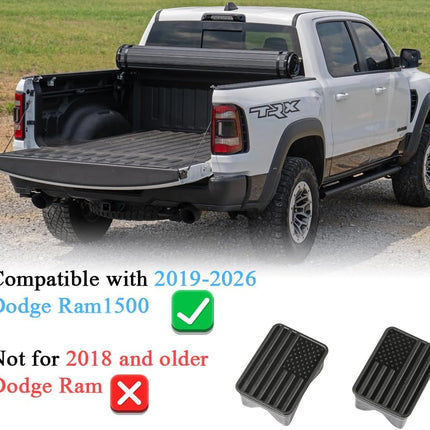 Bed Rail Stake Pocket Covers for Dodge Ram 1500 2019 2020 2021 2022 2023 2024 2025 2026 Truck Accessories Caps Rear Holes Plugs Covers Black 2Pcs