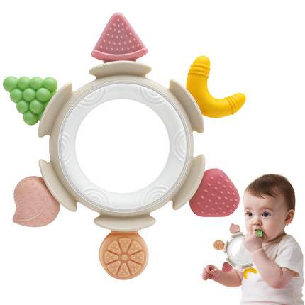 Juguetes de dentición para bebés de 3-12 meses, anillos de dentición de silicón para bebés, mordedor infantil para alivio de encías, mordedor sensorial, regalo de Halloween para recién nacidos niños y niñas, rosa