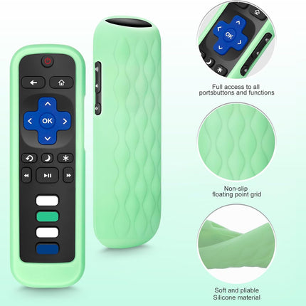 for Roku-Remote-Cover,Compatible with All Roku TV Remote Glow in The Dark Silicone Protective Case Blue and Green 2-Pack