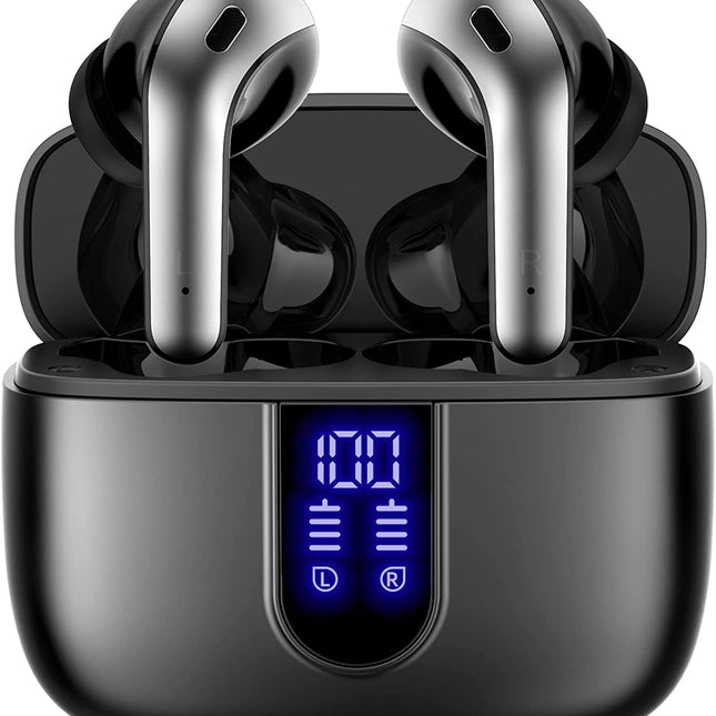 Bluetooth Headphones True Wireless Earbuds 60H Playback LED Power Display Earphones with Wireless Charging Case IPX5