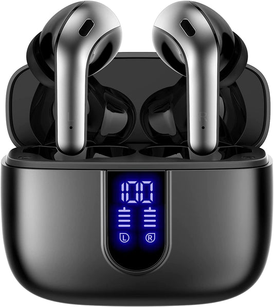 Bluetooth Headphones True Wireless Earbuds 60H Playback LED Power Display Earphones with Wireless Charging Case IPX5