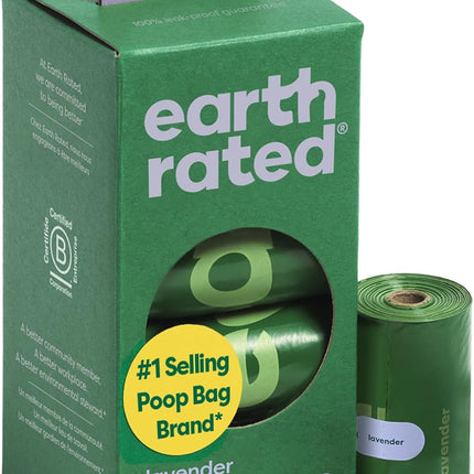 Earth Rated Poop Bags for Dogs Guaranteed Leak Proof and Extra Thick Waste Bag Refill Rolls, Lavender Scented, 120 Bags
