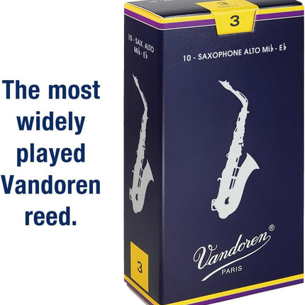 Vandoren SR213 Alto Sax Traditional Reeds Strength 3; Box of 10