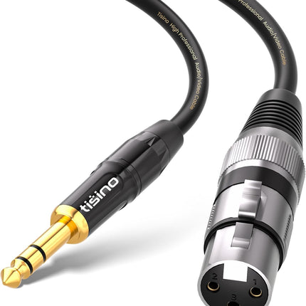 Tisino Female XLR to 1/4'' TRS Microphone Cable, 6.35mm Stereo Jack to 3-pin XLR Female Balanced Interconnect Microphone Cable - 3.3FT