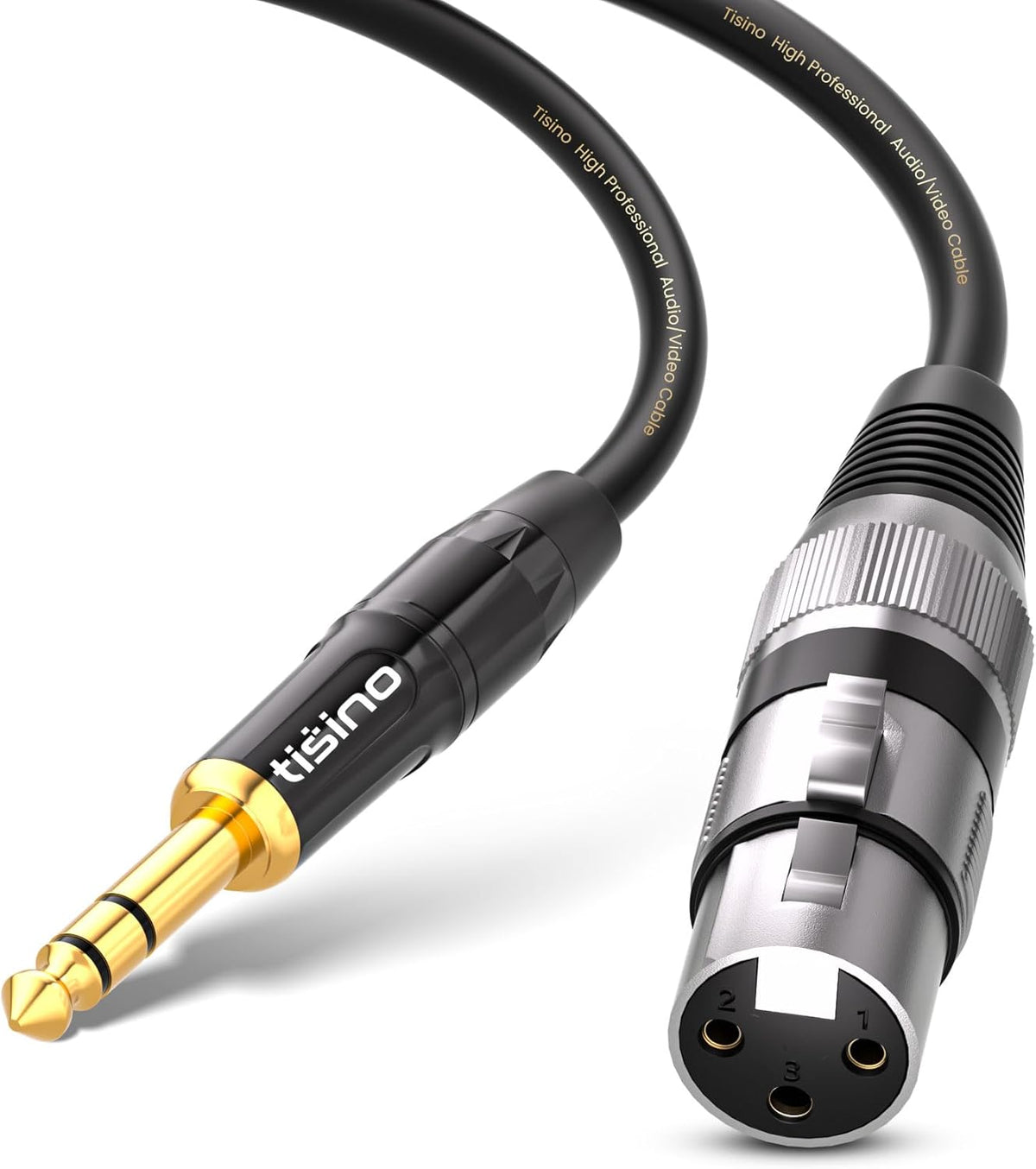Female XLR to 1/4'' TRS Microphone Cable, 6.35mm Stereo Jack to 3-pin XLR Female Balanced Interconnect Microphone Cable