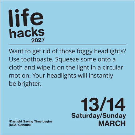 Life Hacks 2027 Day-to-Day Calendar
