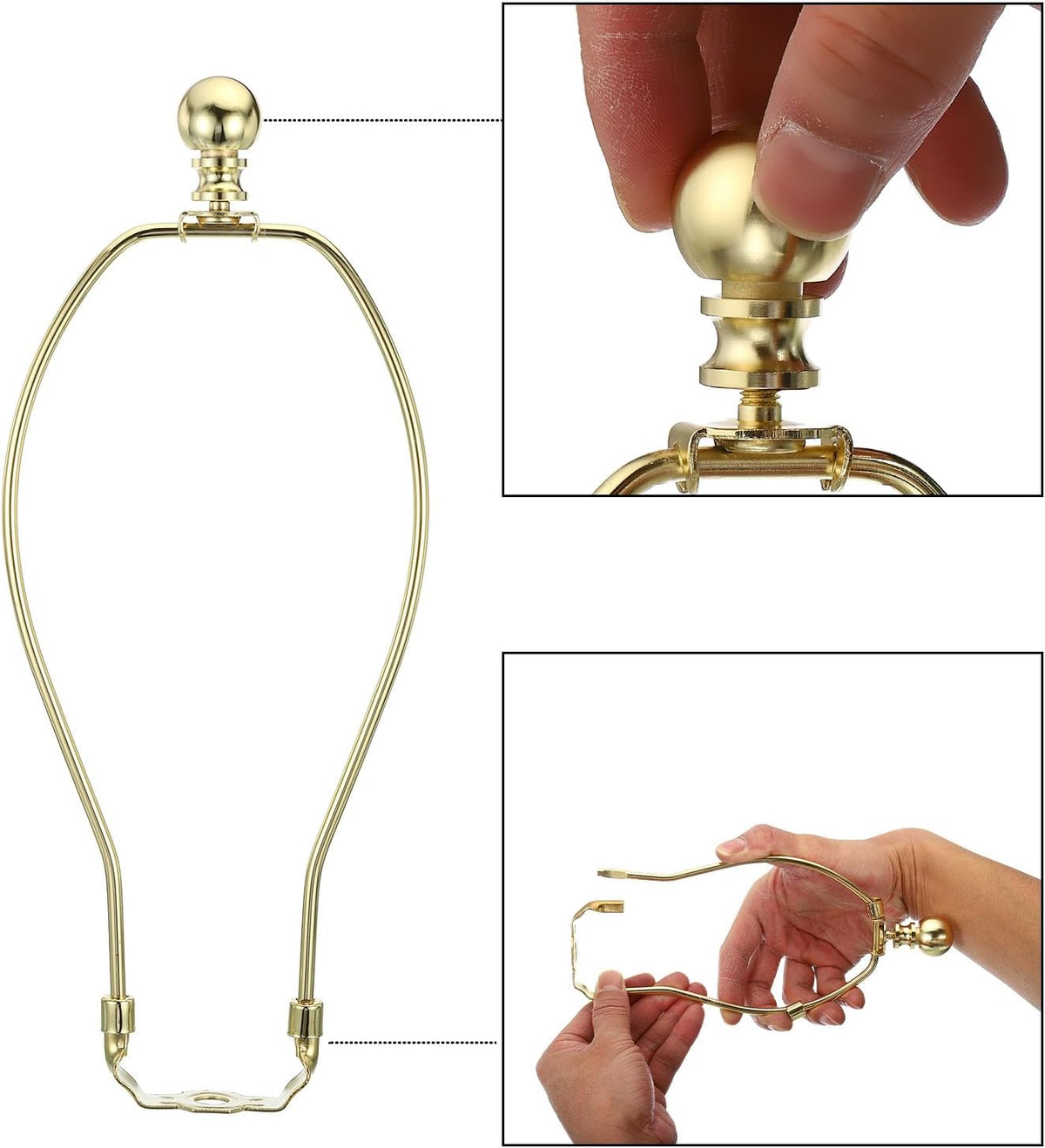 10.5 Inch Gold Tone Lamp Harp Kit with Finial - photo 5
