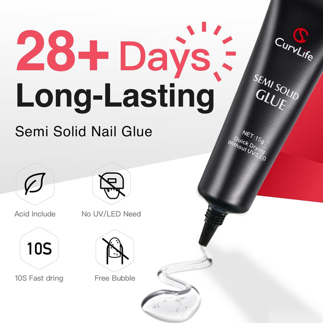 Semi Solid Nail Glue, 15g Strong Nail Glue for Press On Nails - photo 2