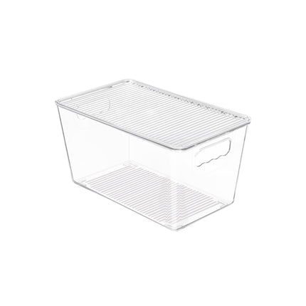 6 Pack Clear Stackable Storage Bins with Lids and Handles, Large