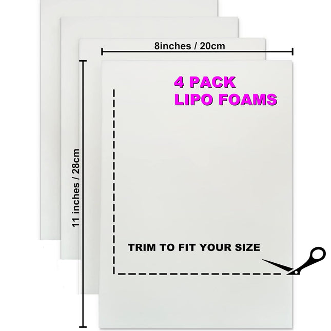 4 Pack Lipo Foam Pads Post Surgery 8"X11", Ab Board Foam