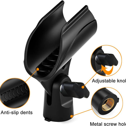 2 Pcs Universal Microphone Clip, Adjustable Mic Clip Holder for Mic Stand, Come with 5/8" Male to 3/8" Female Screw Adapter